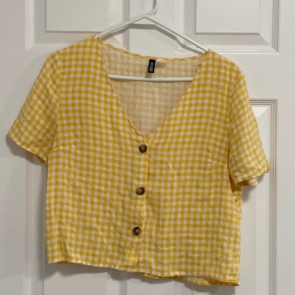 H&M Tops - H&M Yellow & White Plaid Shirt